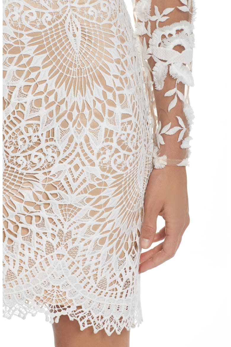 Calypso Long Sleeve Lace Cocktail Dress, Alternate, color, IVORY NUDE