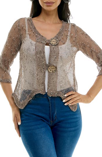 Nina Leonard Open Knit Bolero Cardigan | Nordstromrack
