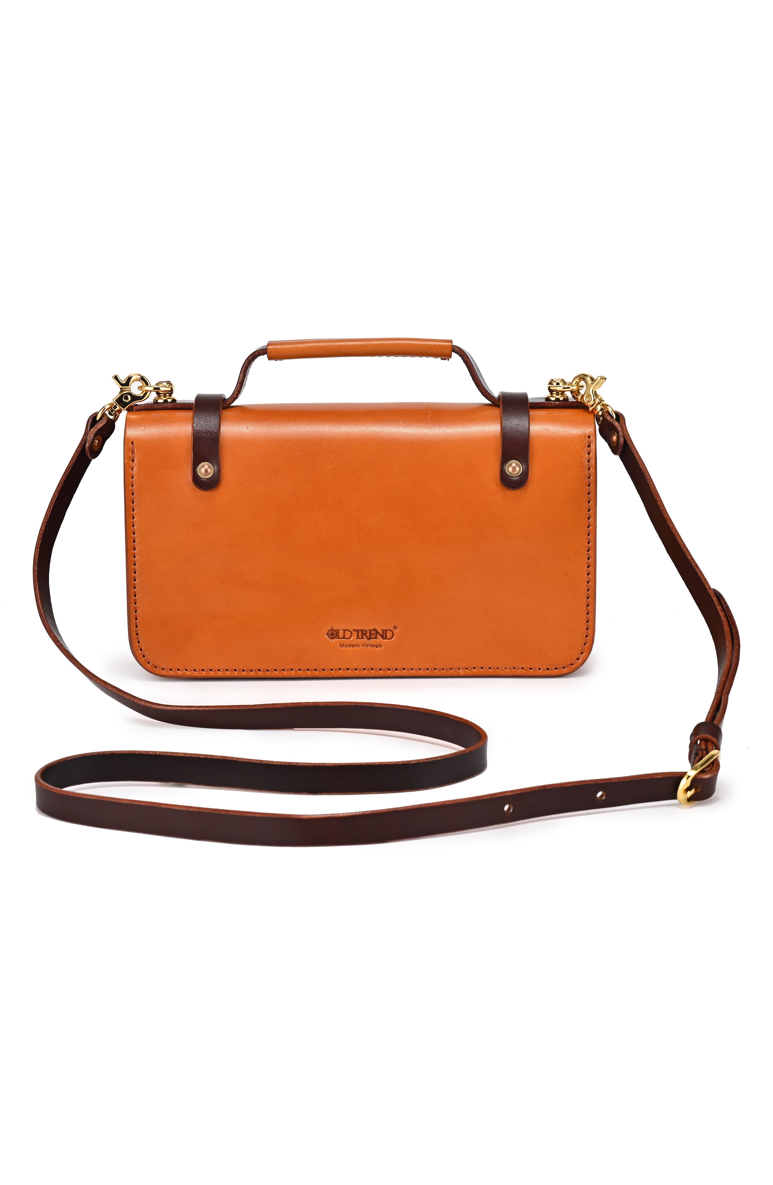 OLD TREND Leather Messenger Bag, Alternate, color, Camel