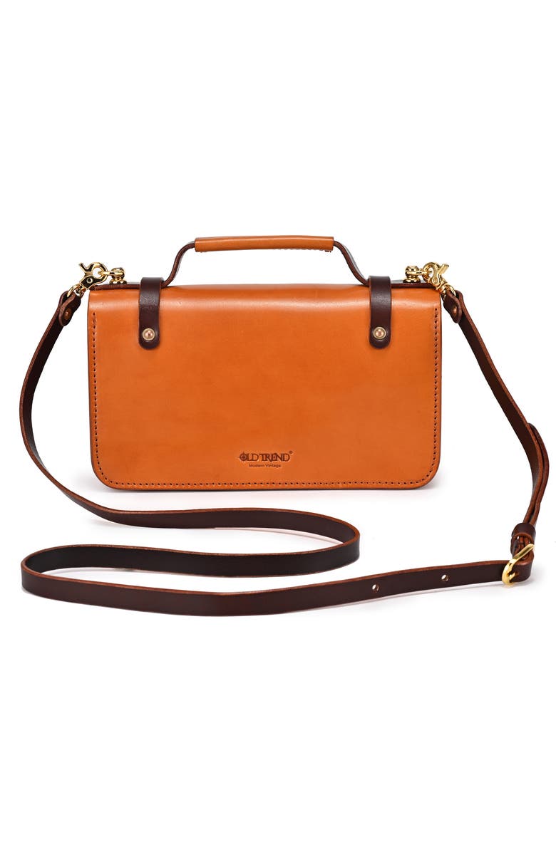OLD TREND Leather Messenger Bag, Alternate, color, Camel