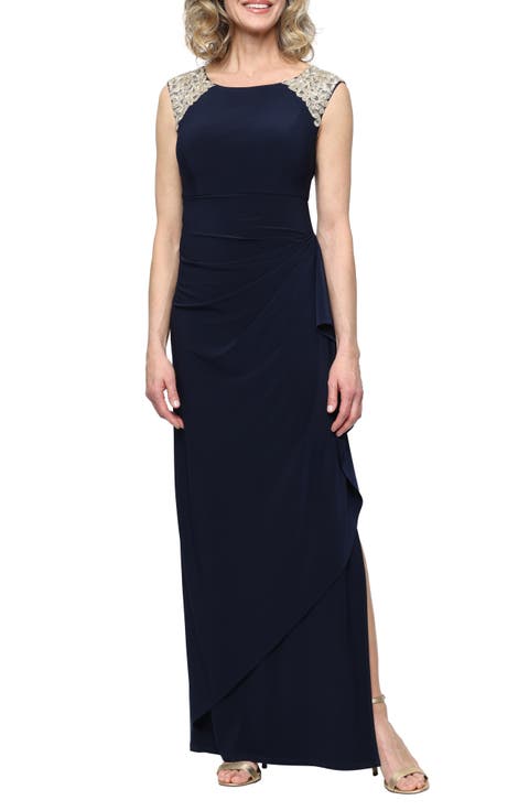Embroidered Body-Con Gown