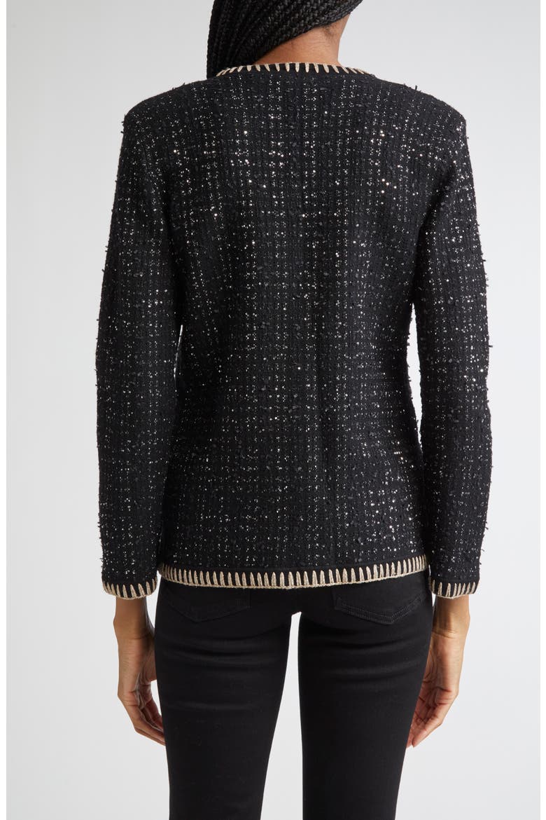 Ceriani Metallic Knit Jacket, Alternate, color, BLACK