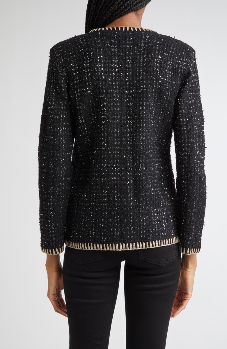 Veronica Beard Ceriani Metallic Knit Jacket, Alternate, color, Black