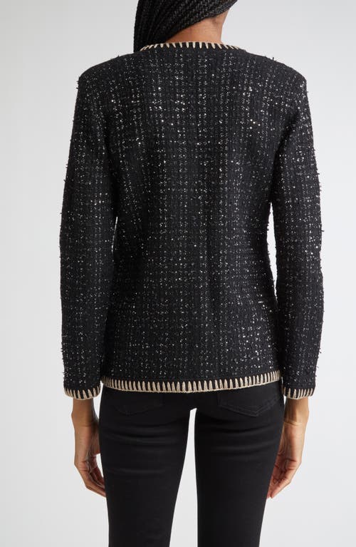 Veronica Beard Ceriani Metallic Knit Jacket In Black
