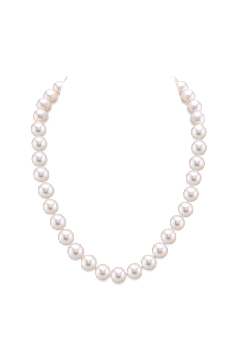 9.5-10.5mm White Freshwater Pearl Necklace - Premier AAAA Quality, Main, color, Yellow Gold Clasp