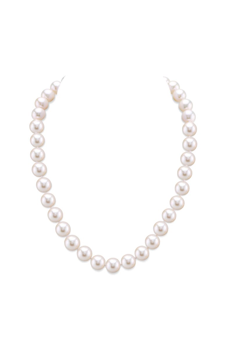 The Pearl Source 9.5-10.5mm White Freshwater Pearl Necklace - Premier AAAA Quality, Main, color, White Gold Clasp