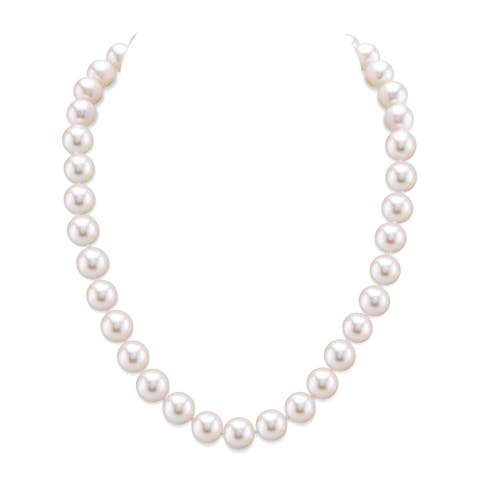 9.5-10.5mm White Freshwater Pearl Necklace - Premier AAAA Quality
