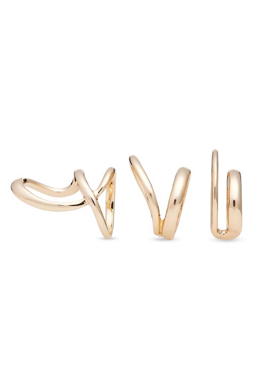 Open Edit Set Of 3 Bold Double Band Rings In Gold