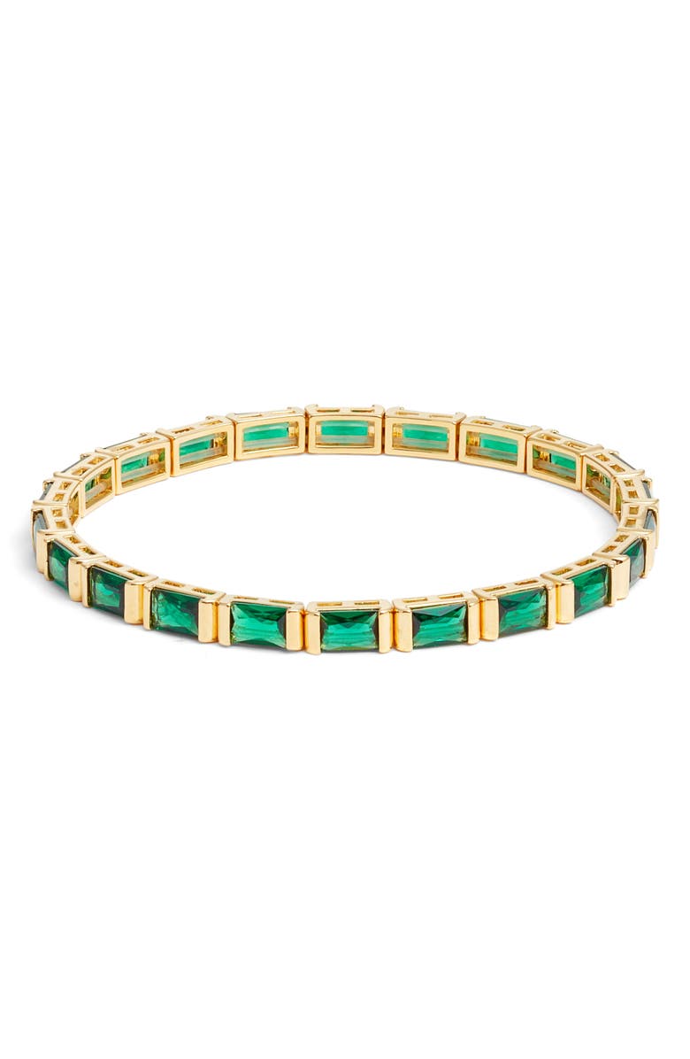 Nordstrom Cubic Zirconia Stretch Bracelet, Main, color, Emerald- Gold