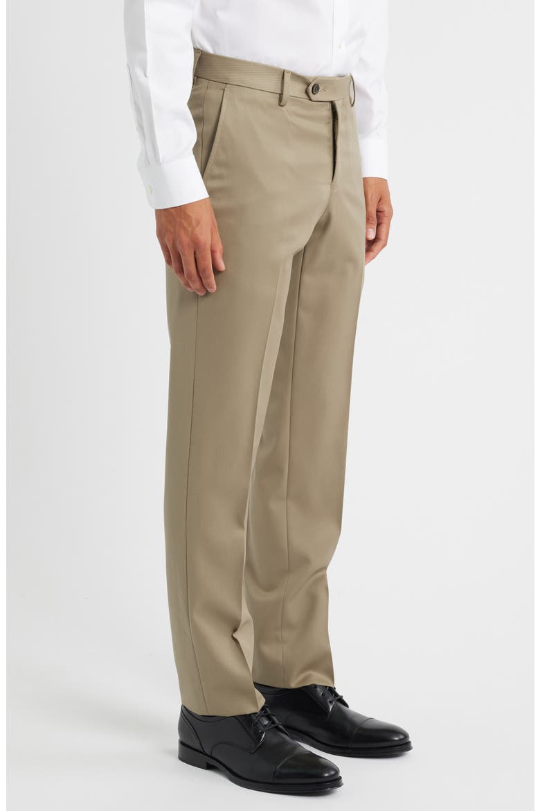 Flat Front Worsted Wool Gabardine Pants, Alternate, color, TAN