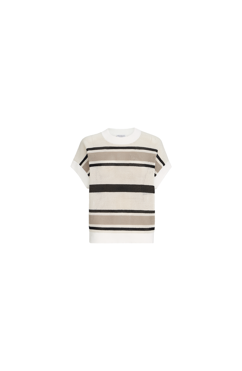 Brunello Cucinelli Cotton net knit T-shirt, Alternate, color, White