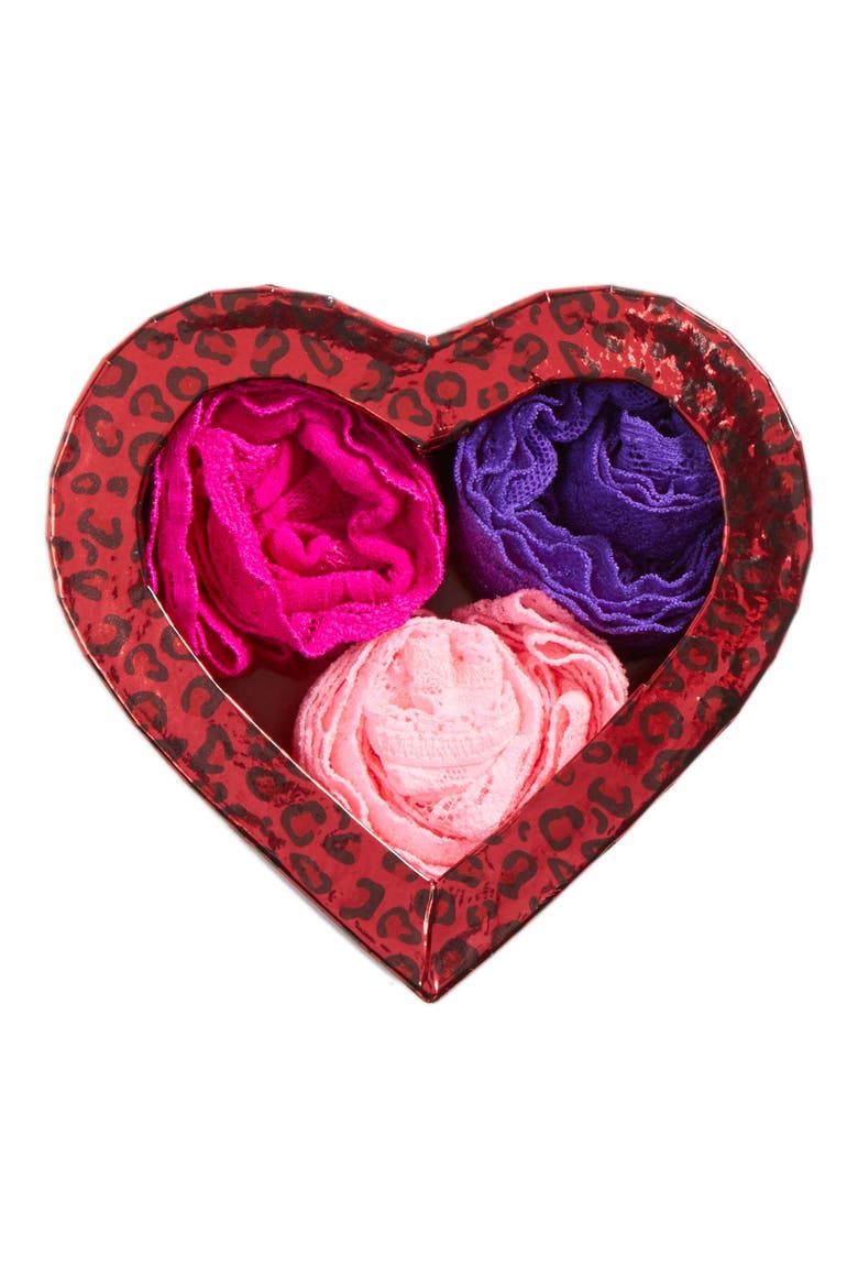 'Hugs N Kisses' Boxed Low Rise Thongs, Alternate, color, CHERRY BLOSSOM/ ROYAL
