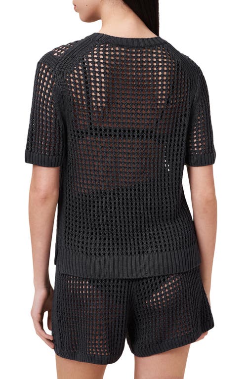 Allsaints Paloma Open Stitch Short Sleeve Sweater In Gray
