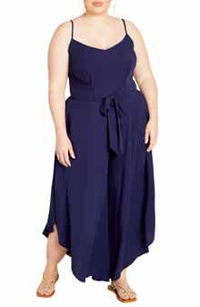 City Chic Sara Tie Waist Sleeveless Jumpsuit