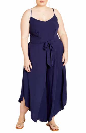 City Chic Sara Tie Waist Sleeveless Jumpsuit