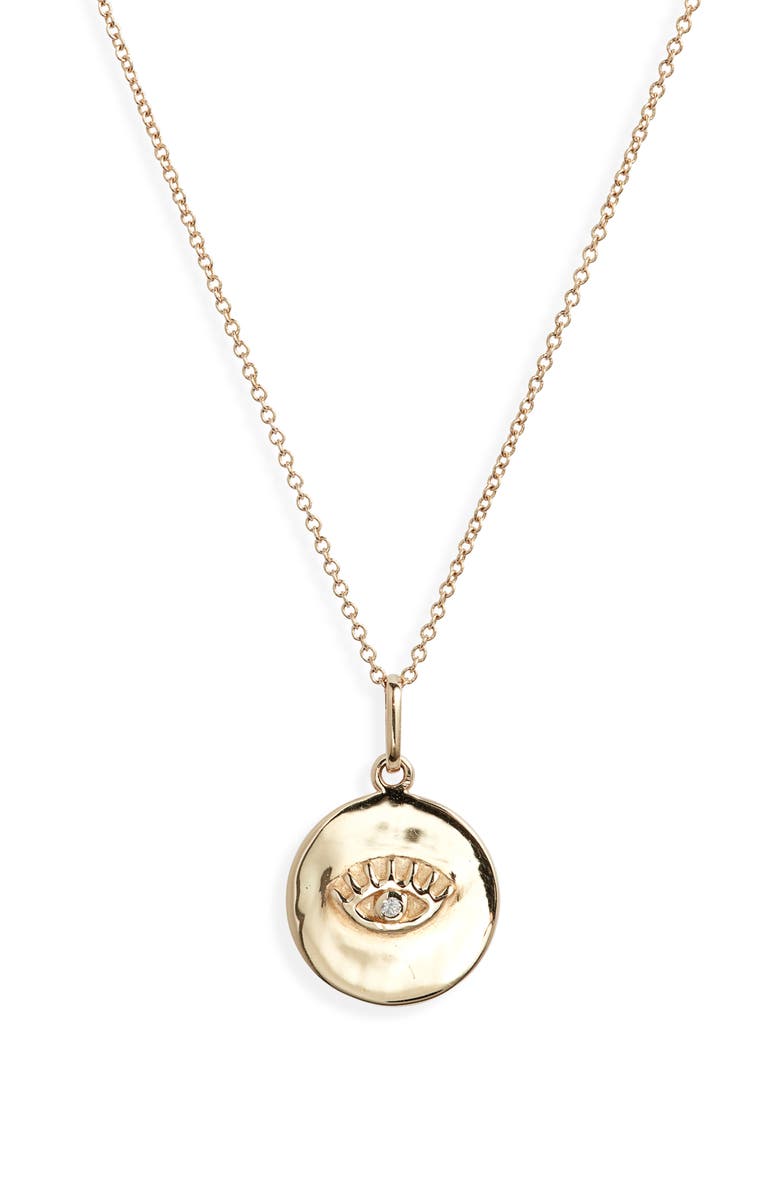 Anzie x Mel Soldera Lash Evil Eye Diamond Pendant Necklace, Main, color, Yellow Gold