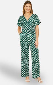 Yumi Geometric Print Wrap Jumpsuit