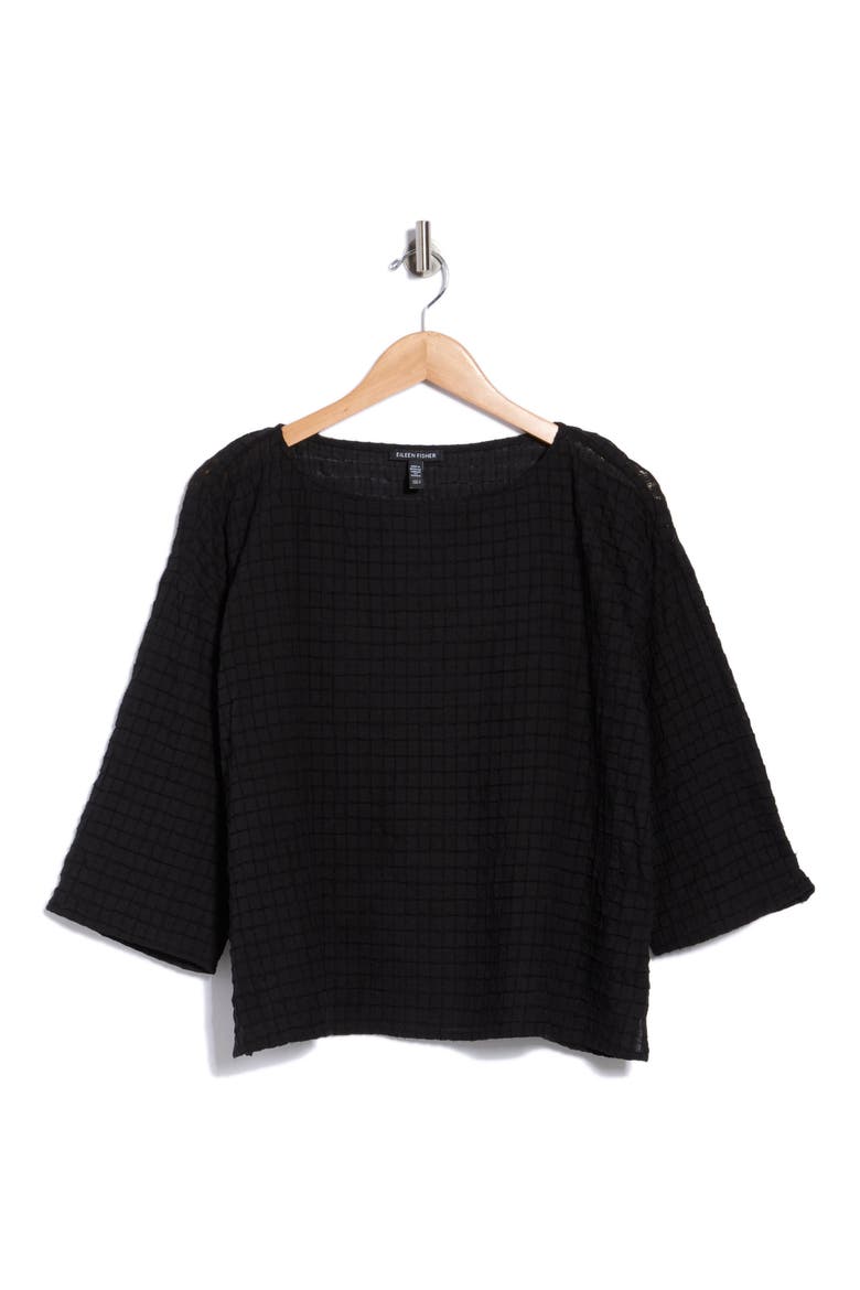 Stretch Organic Cotton Boxy Top, Main, color, BLACK
