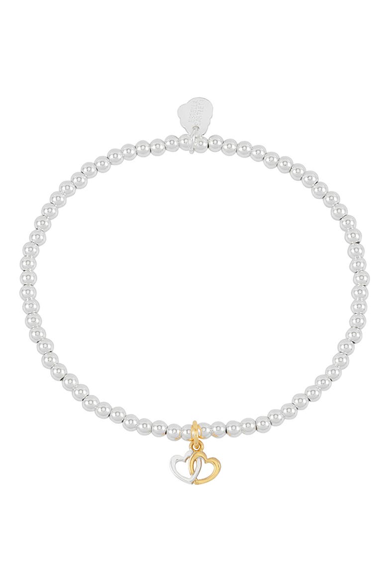 Sienna Double Heart Beaded Stretch Bracelet, Alternate, color, GOLD AND SILVER