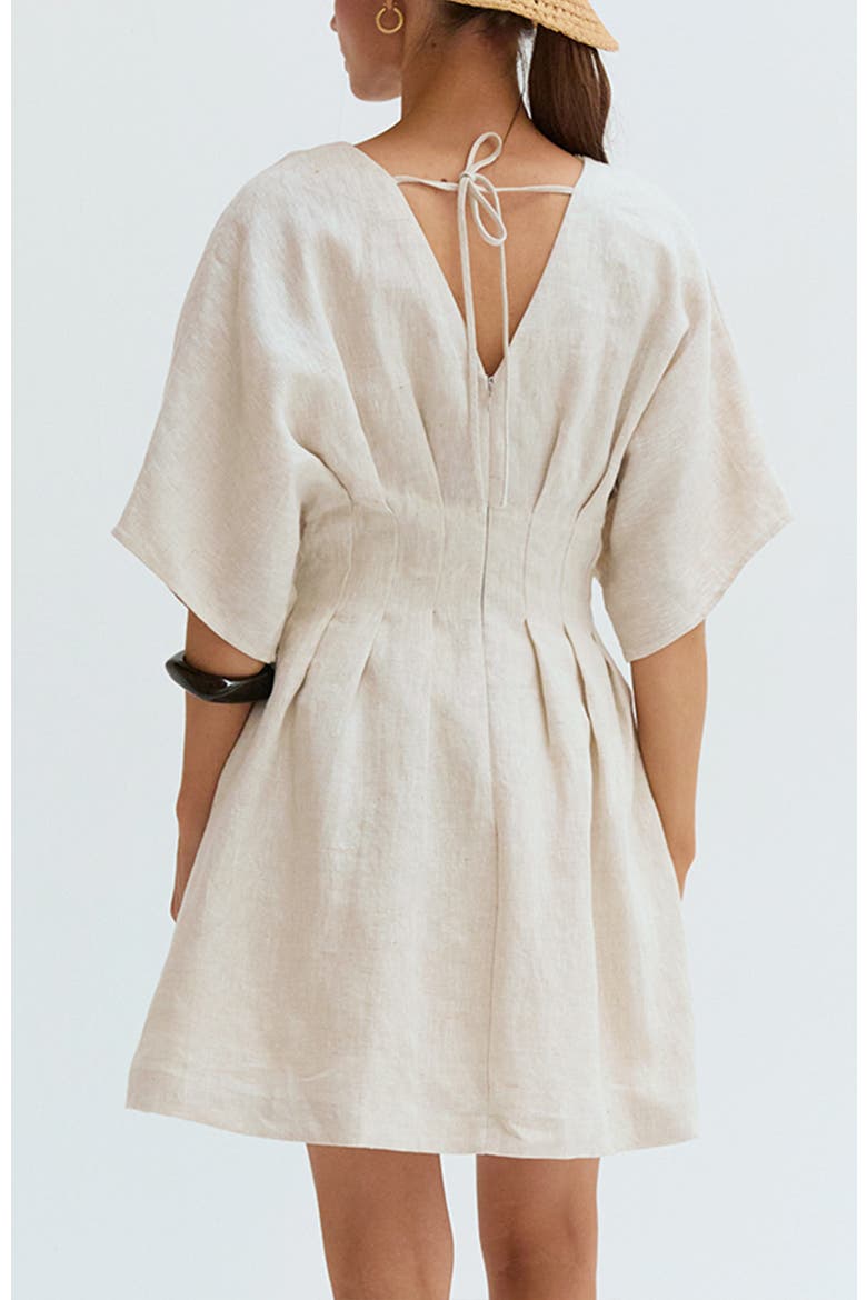 Pleated Linen Mini Dress, Alternate, color, Oatmeal
