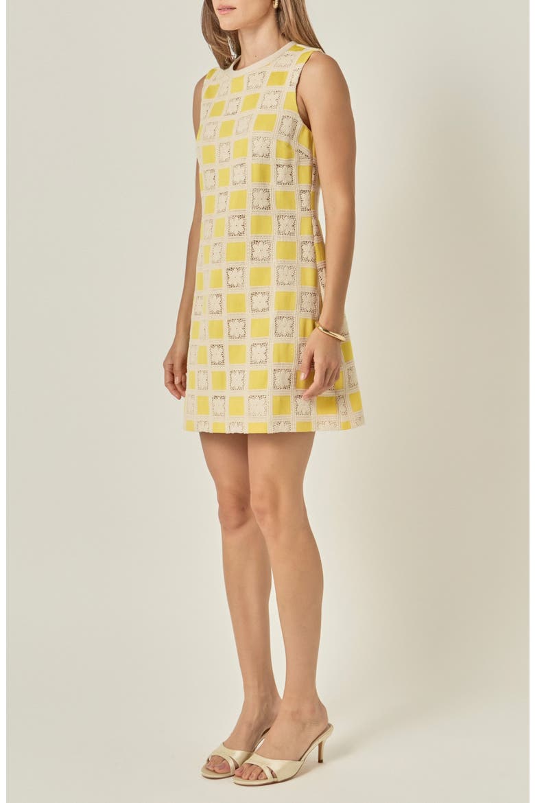 Crochet Patchwork Minidress, Alternate, color, YELLOW MULTI