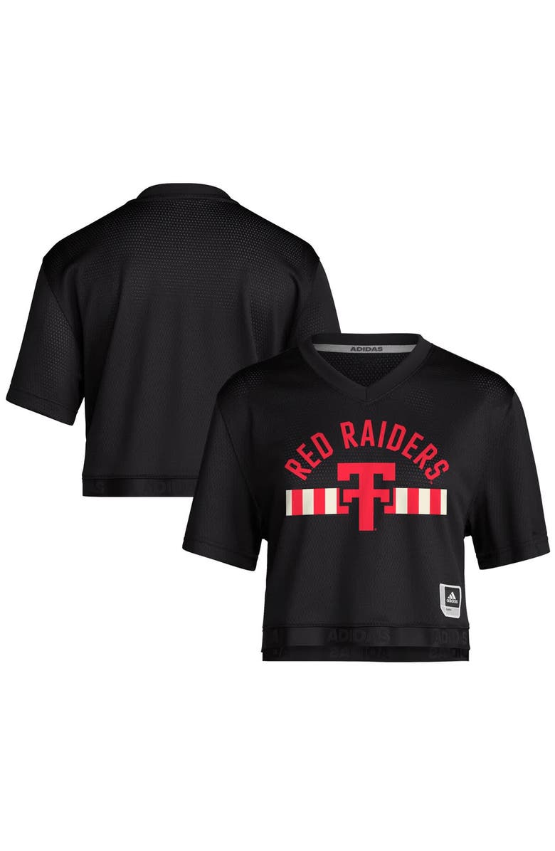 adidas Women's adidas Black Texas Tech Red Raiders Throwback Cropped T-Shirt, Main, color, Black