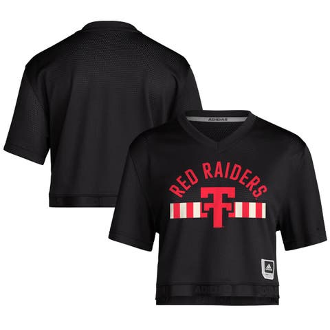 Women's adidas Black Texas Tech Red Raiders Throwback Cropped T-Shirt