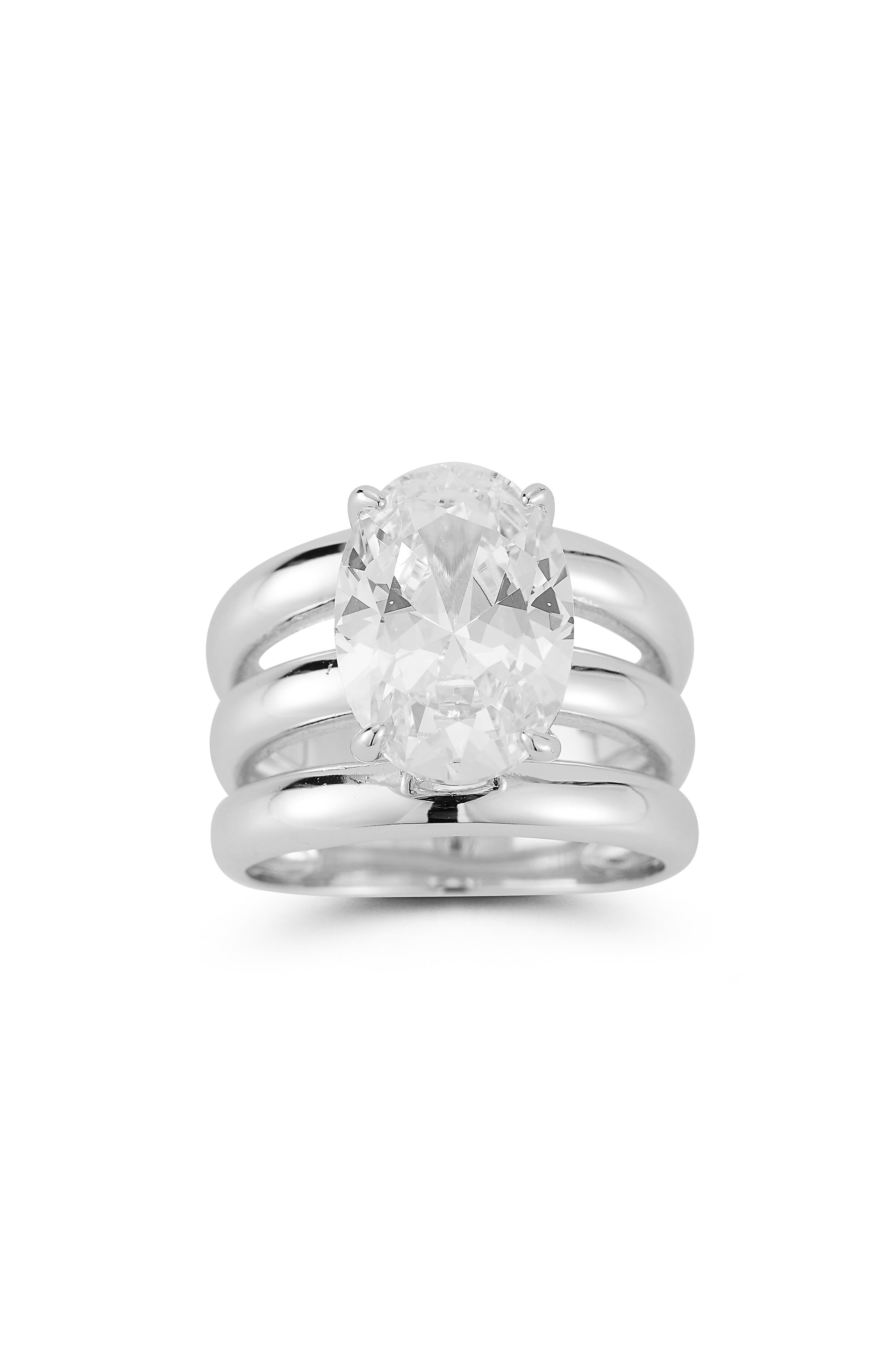 Oval Cubic Zirconia Multi-Band Statement Ring
