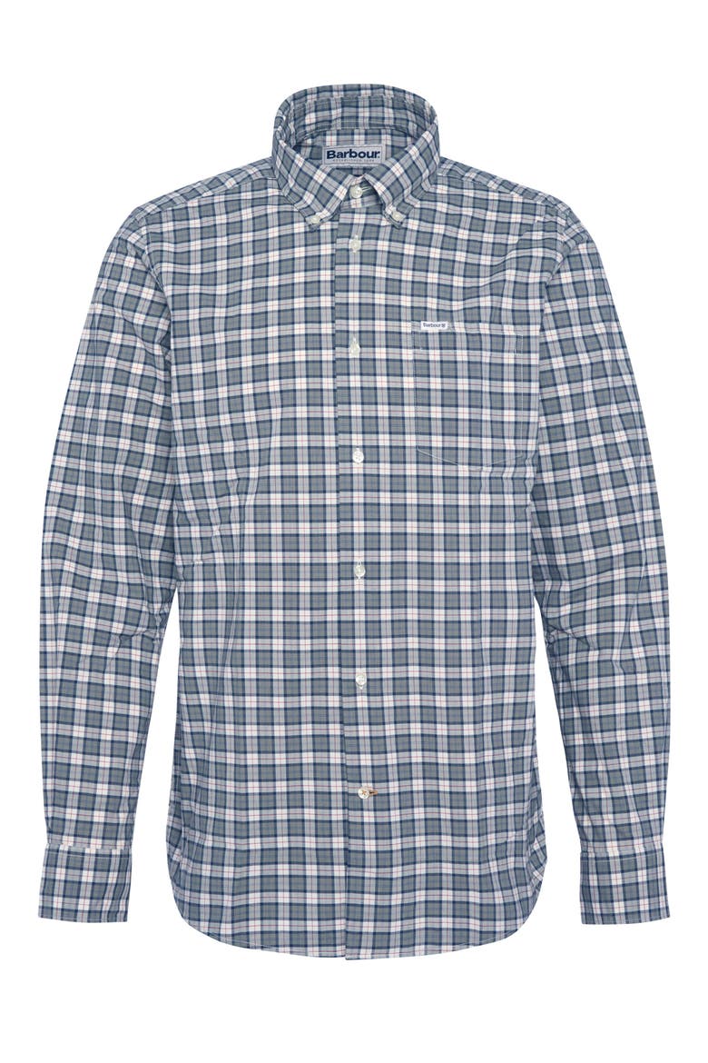 Lomond Tailored Fit Plaid Stretch Cotton Button-Down Shirt, Alternate, color, BLEACHED PINE TARTAN