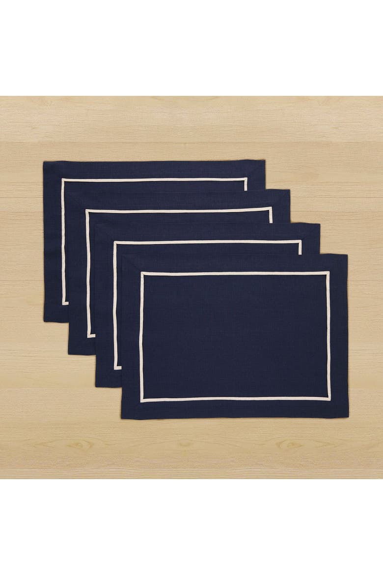 Linen Placemats Set of 4, 14 x 19" - Kensington, Main, color, Navy