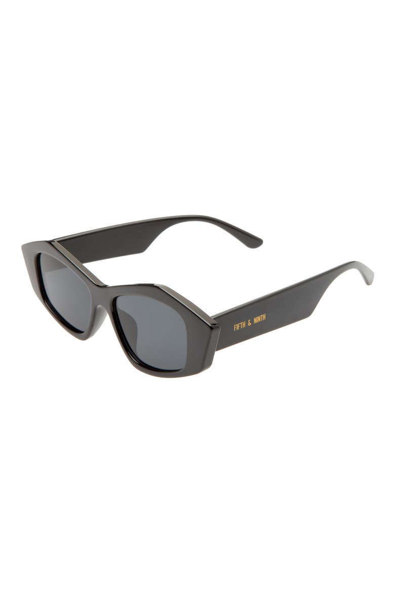 Zaria 55mm Geometric Sunglasses, Alternate, color, BLACK/ BLACK