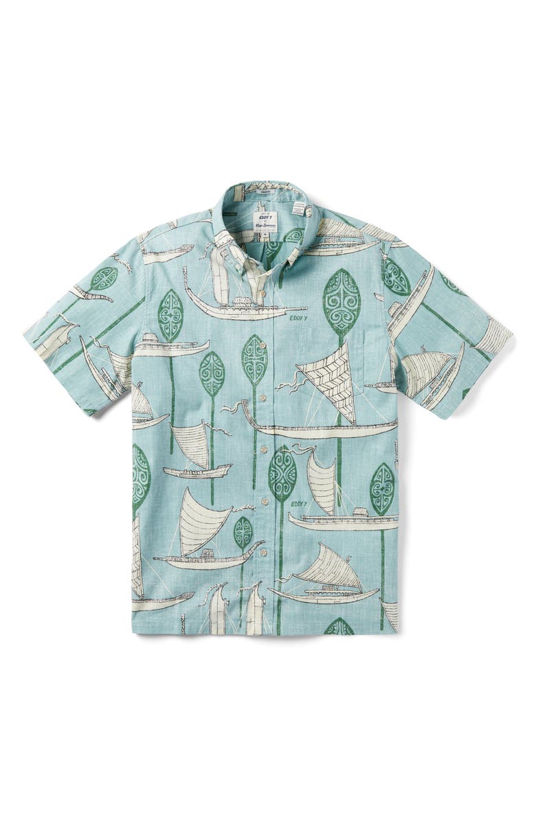 Reyn Spooner South Pacific Voyagers Cotton Blend Button-Down Shirt, Main, color,