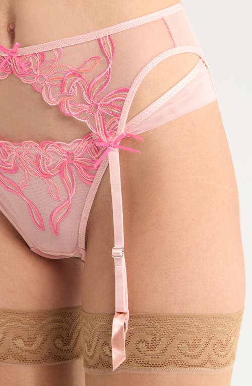Hunkemoller Hunkemöller Beau Embroidered Mesh Garter Belt In Pink