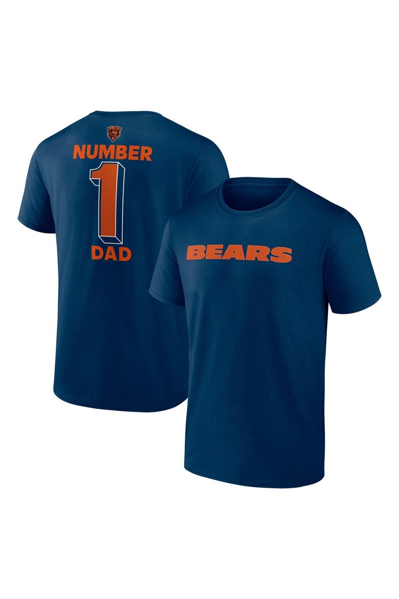 Men's Logo Athletic Navy Chicago Bears #1 Dad Jersey T-Shirt, Main, color, Navy