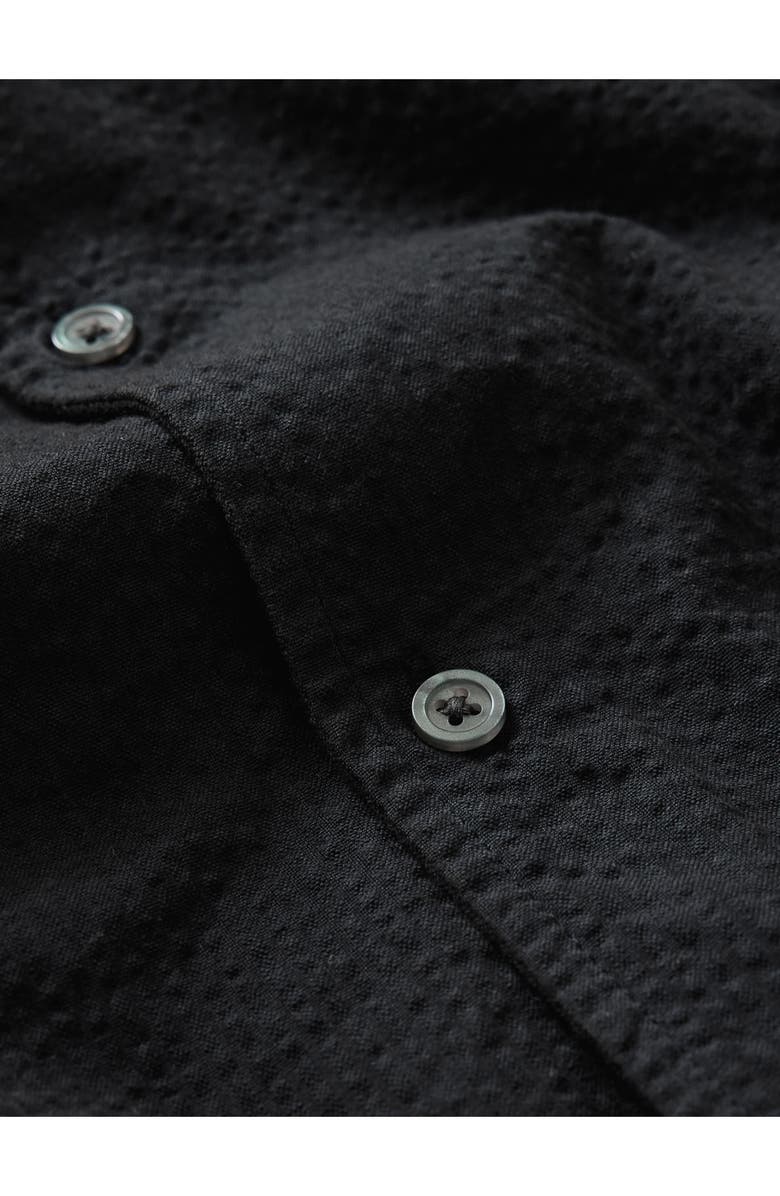 John Varvatos Cotton Seersucker Camp Shirt, Alternate, color, Black