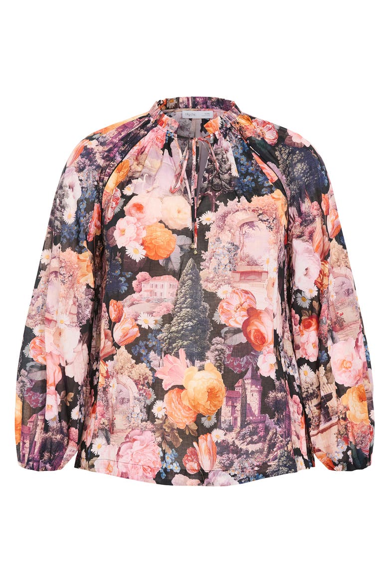 Thea Bloom Print V-Neck Tie Top, Alternate, color, SHEER BLOOM