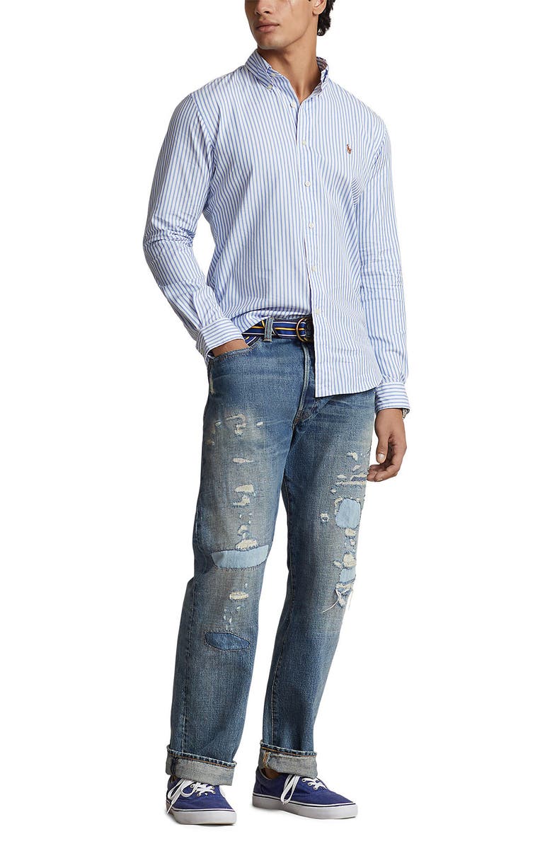 Polo Ralph Lauren Stripe Stretch Cotton Oxford Button-Down Shirt, Alternate, color, 