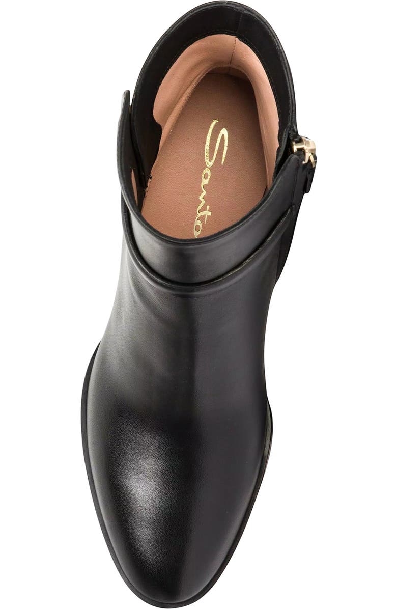 Santoni Leather Mid-Heel Ankle Boot, Alternate, color, Black