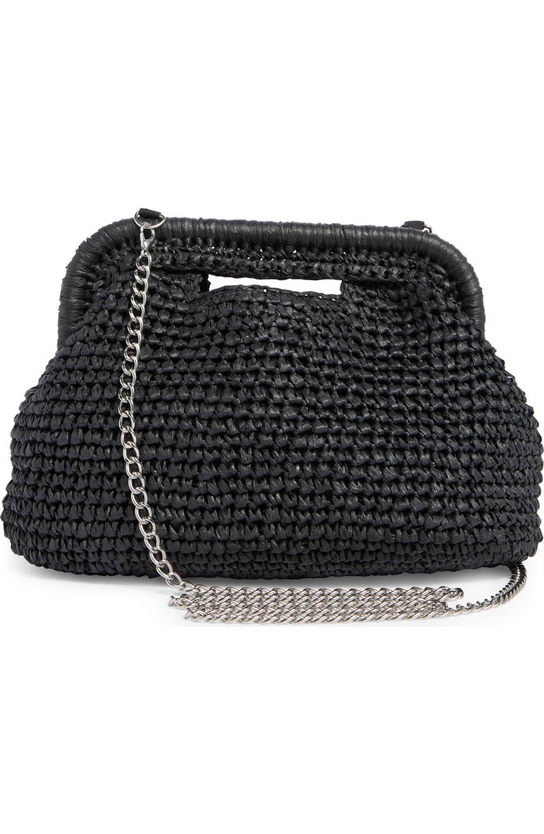 Collection XIIX Straw Frame Clutch with Handle, Alternate, color, Black