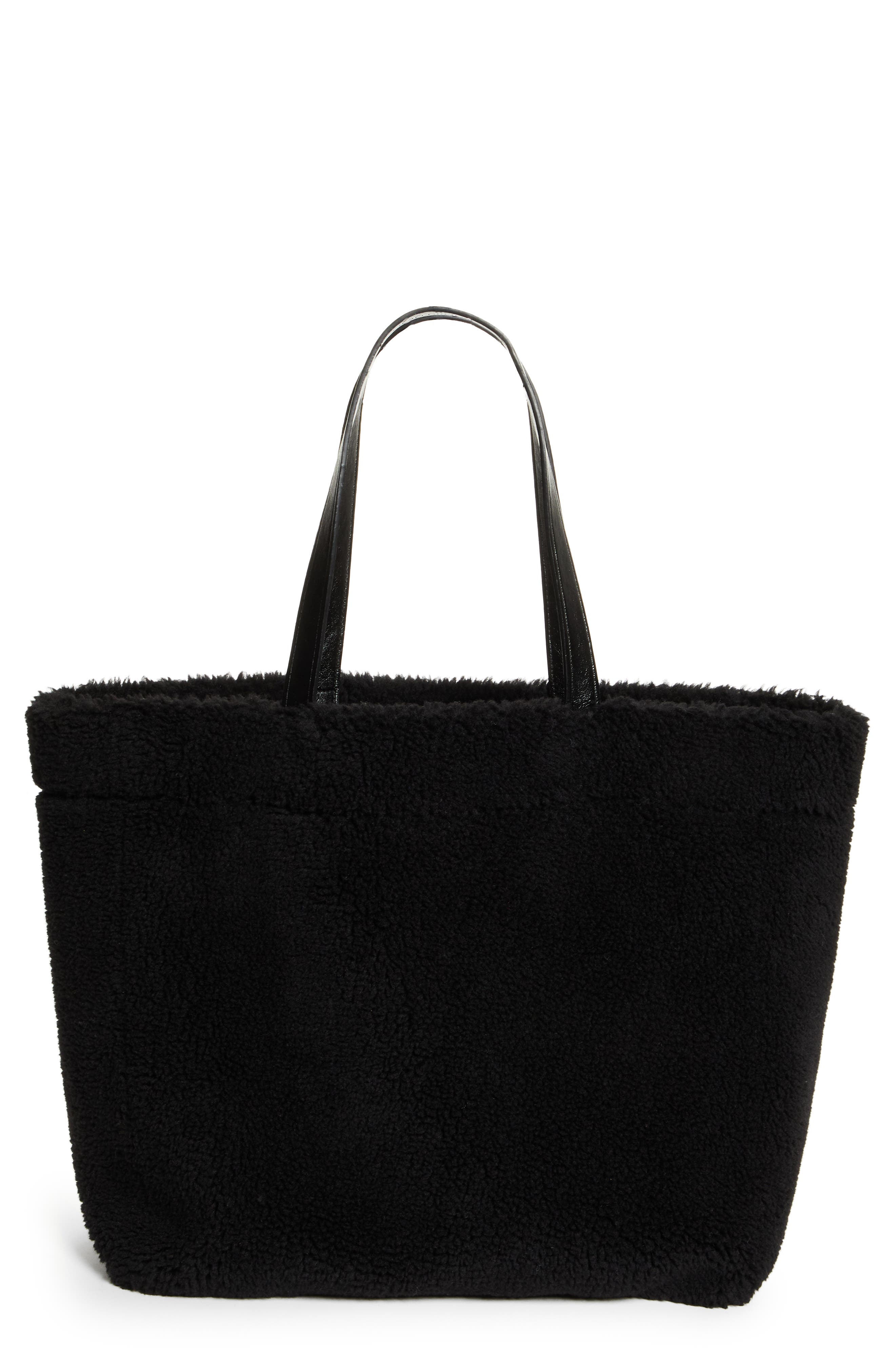Stand Studio Large Faux Shearling Tote, Main, color, 