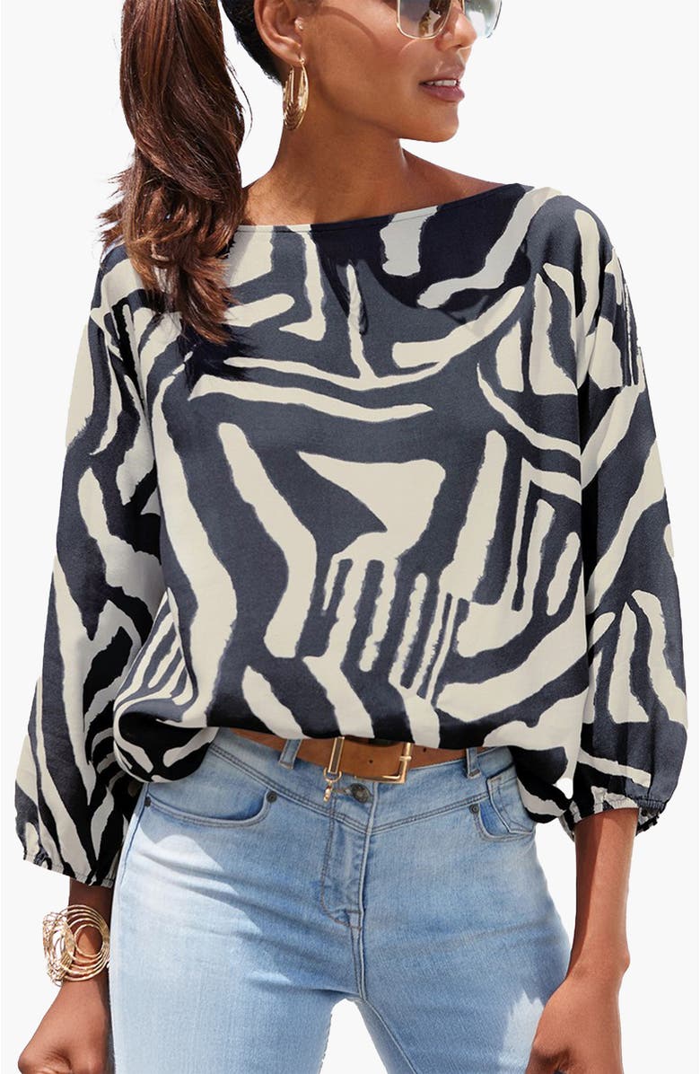 LASCANA Women's Boat Neck Balloon Sleeve Blouse, Main, color,