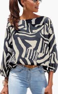 LASCANA Women's Boat Neck Balloon Sleeve Blouse