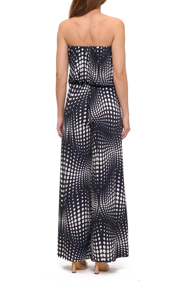 O.L. Printed Wide Leg Strapless Jumpsuit, Alternate, color, Black/ White