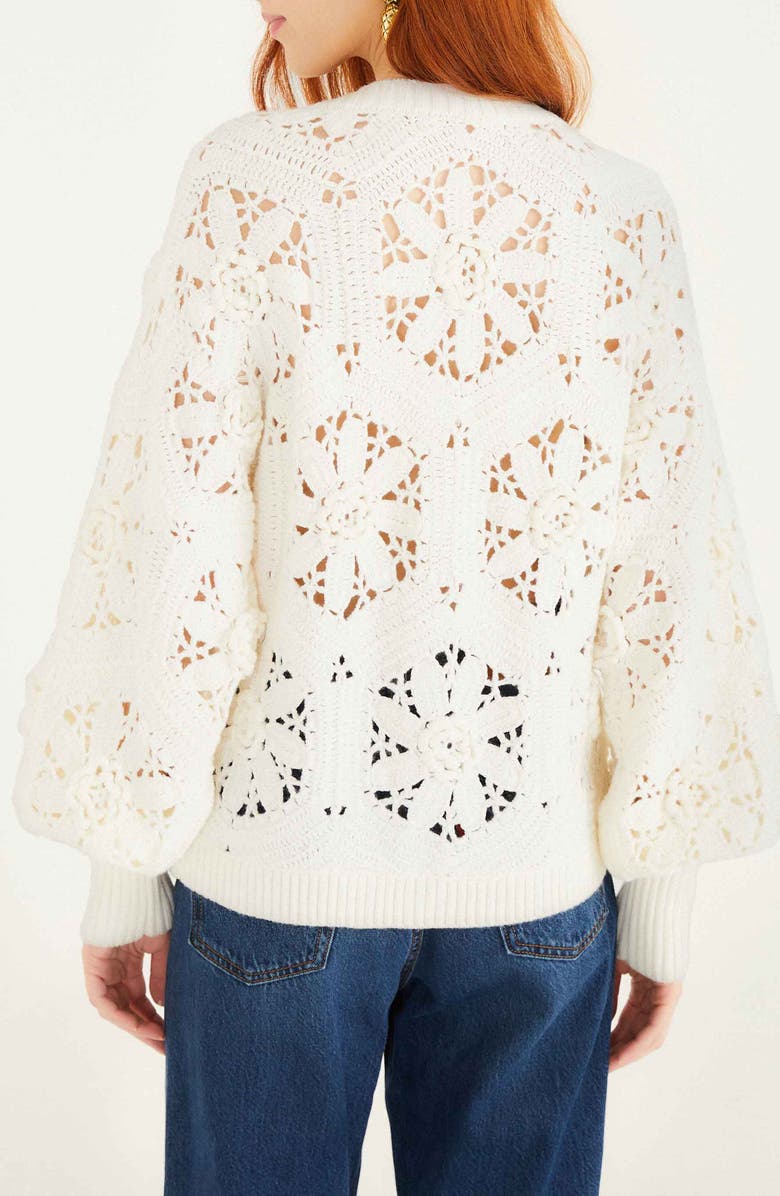 FARM Rio 3D Flower Cardigan, Alternate, color, Off-White