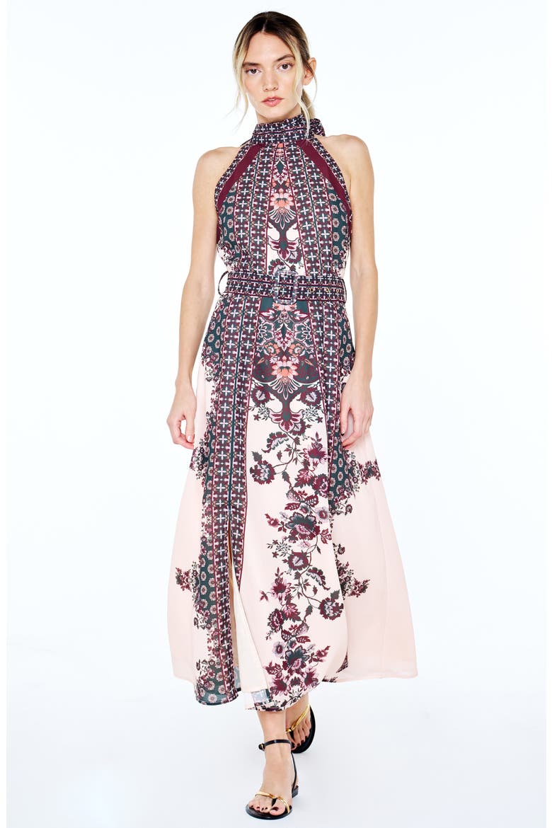 Peta Floral Halter Neck Midi Dress, Alternate, color, GREEN MULTI