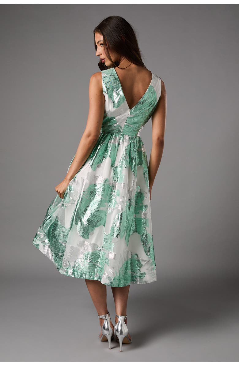 Coast Jacquard Fit And Flare Midi Dress, Alternate, color, Green