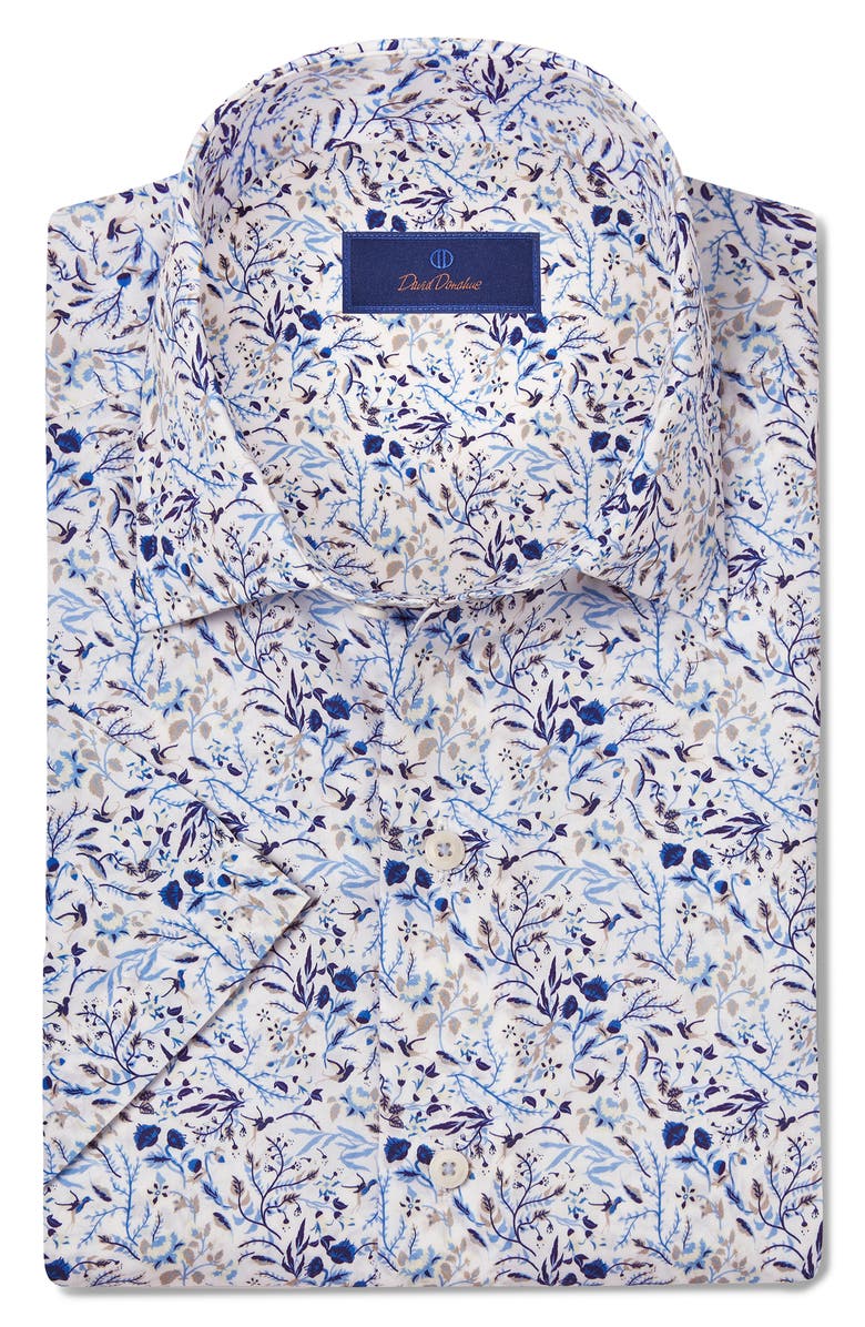 David Donahue Floral Print Short Sleeve Sport Shirt, Main, color,