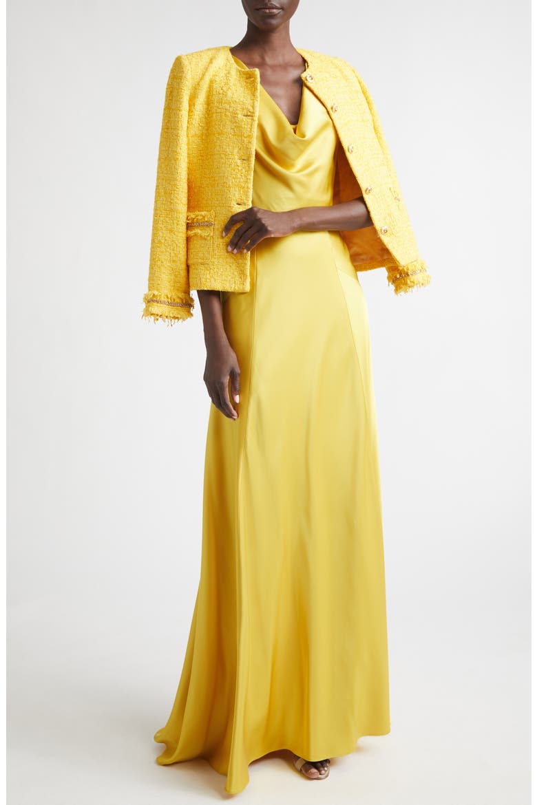 Liquid Satin Gown, Alternate, color, OCHRE