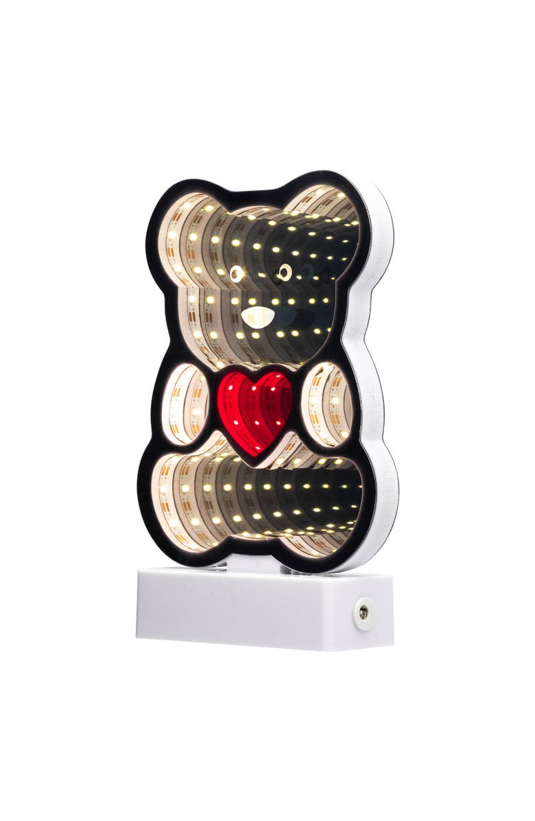Northlight LED Lighted 3D Teddy Bear with Heart Infinity Mirror - 8", Alternate, color, 