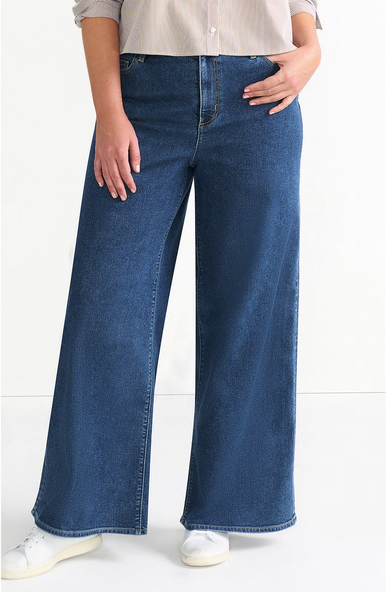 Lands' End Recover Denim High Rise Extra Wide Leg Jeans, Main, color, Crawford Wash